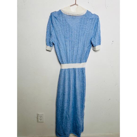 BOSS Light Blue Collared Short Sleeve Front Button Closure Polo Knit Midi Dress - Picture 4 of 14